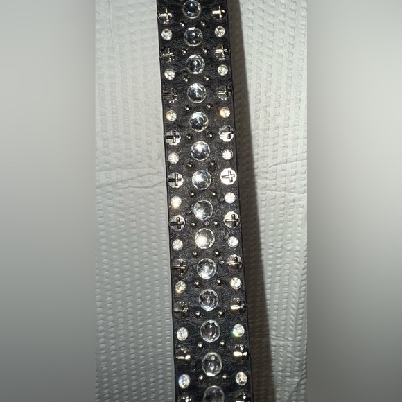 BHW Embellished Black Leather Studded Rhinestone Western Cowgirl Belt Size L main image 8